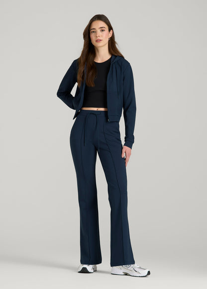 Flex Ponte Cropped Hoodie for Tall Women in Navy