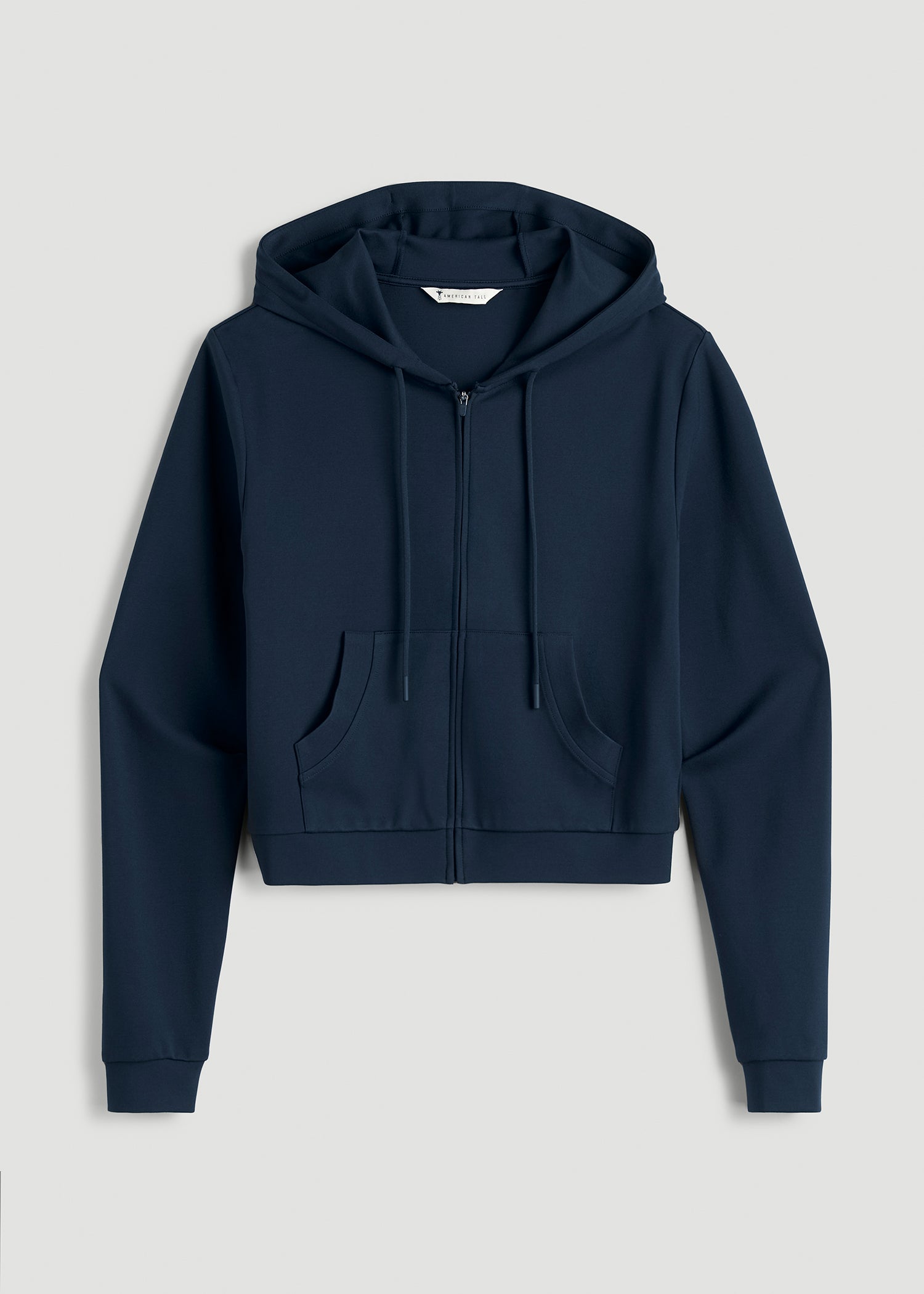 Flex Ponte Cropped Hoodie for Tall Women in Navy