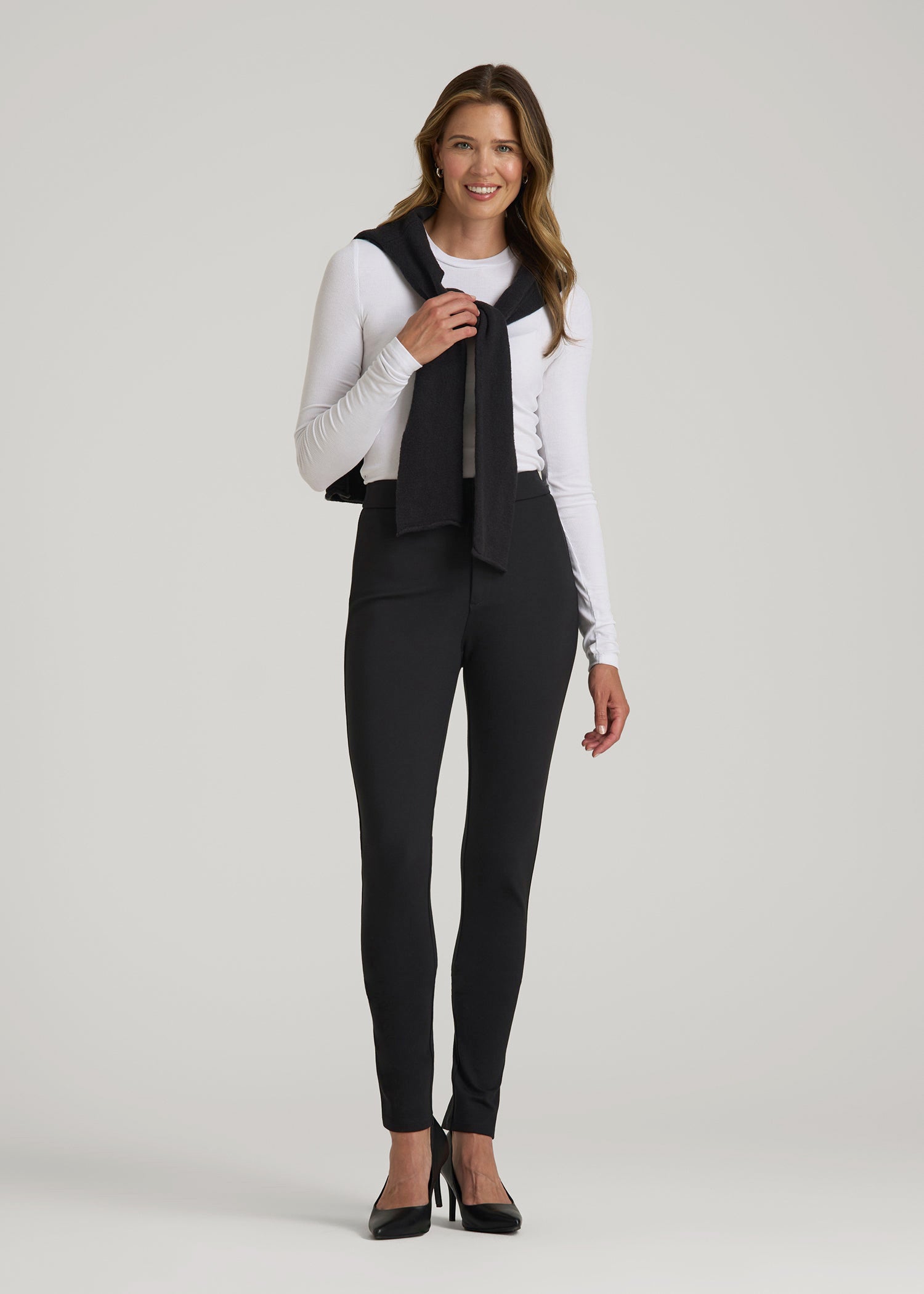 Flex Ponte Skinny High Rise Pant for Tall Women in Black