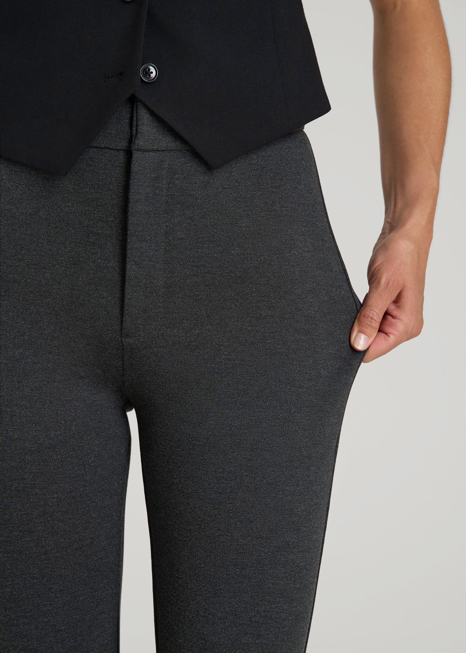 Flex Ponte Skinny High Rise Pant for Tall Women in Dark Charcoal Heather