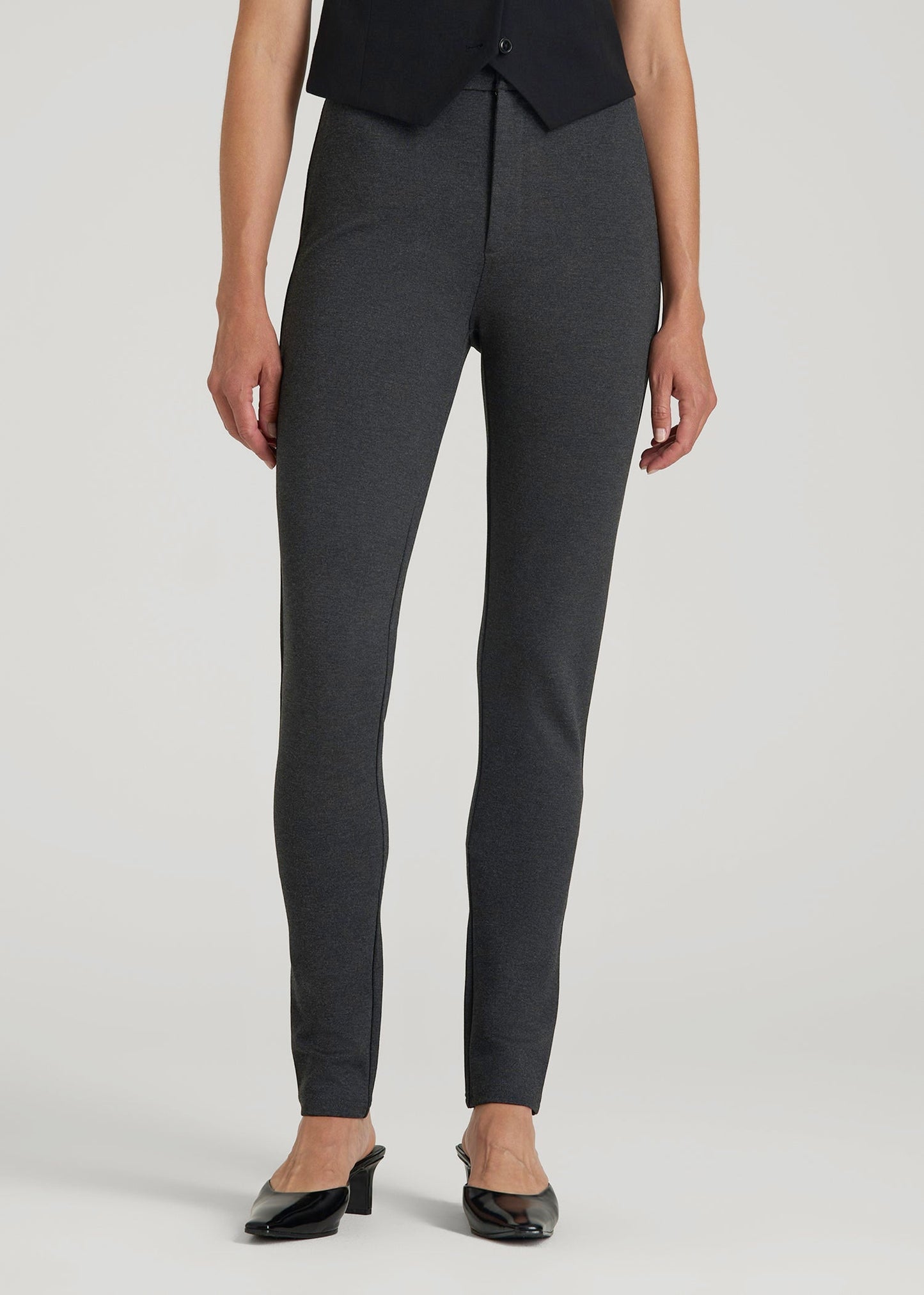 Flex Ponte Skinny High Rise Pant for Tall Women in Dark Charcoal Heather