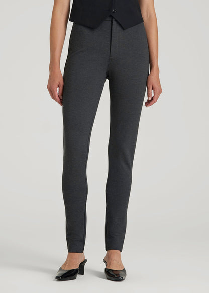 Flex Ponte Skinny High Rise Pant for Tall Women in Dark Charcoal Heather