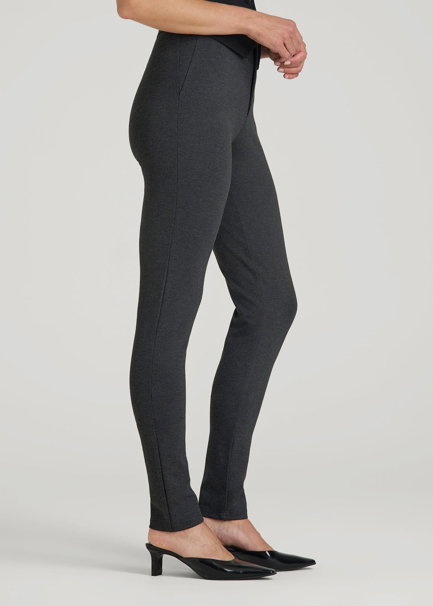 Flex Ponte Skinny High Rise Pant for Tall Women in Dark Charcoal Heather