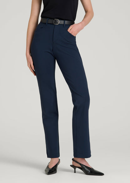 Flex Ponte Straight Leg Pants for Tall Women in Navy