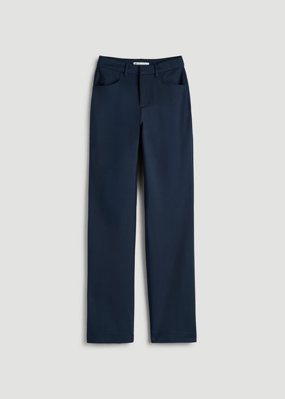 Flex Ponte Straight Leg Pants for Tall Women in Navy