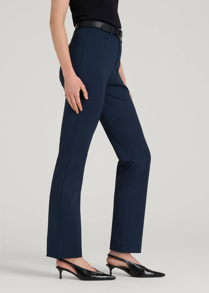 Flex Ponte Straight Leg Pants for Tall Women in Navy