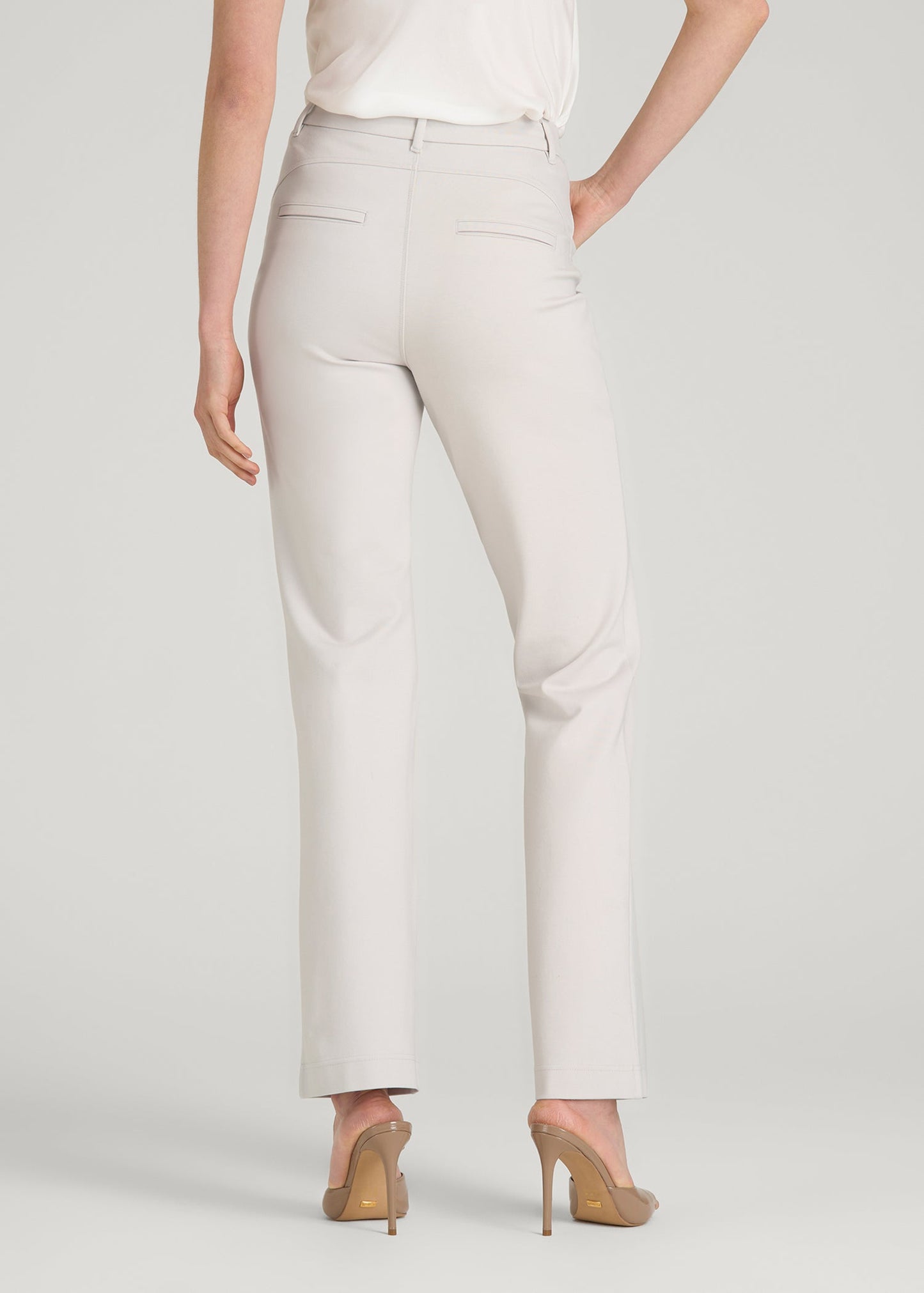 Flex Ponte Straight Leg Pants for Tall Women in White Sand
