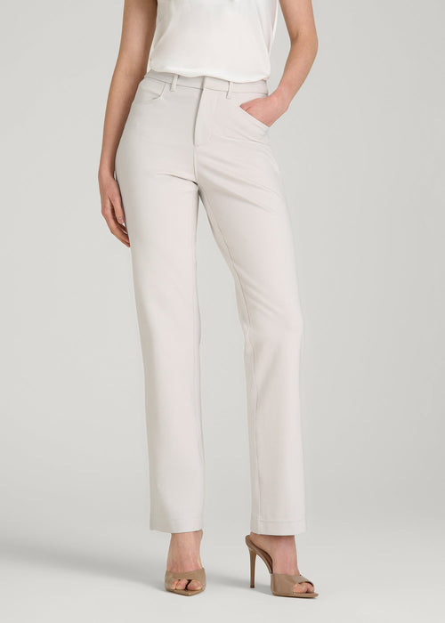 Flex Ponte Straight Leg Pants for Tall Women in White Sand