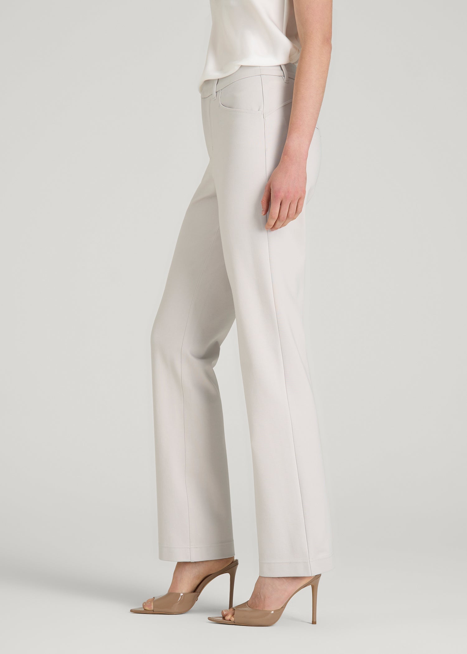 Flex Ponte Straight Leg Pants for Tall Women in White Sand