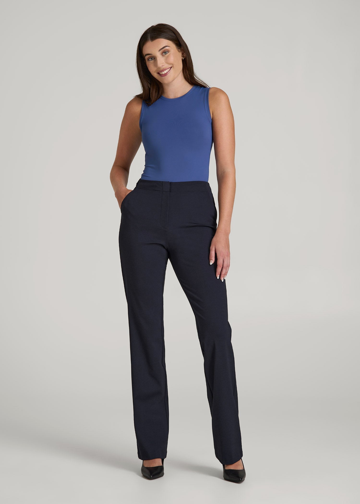 Freedom Flex Straight Leg Dress Pants for Tall Women in Deep Navy