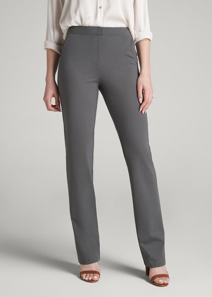 Freedom Flex Slim Straight Leg Dress Pants for Tall Women in Slate