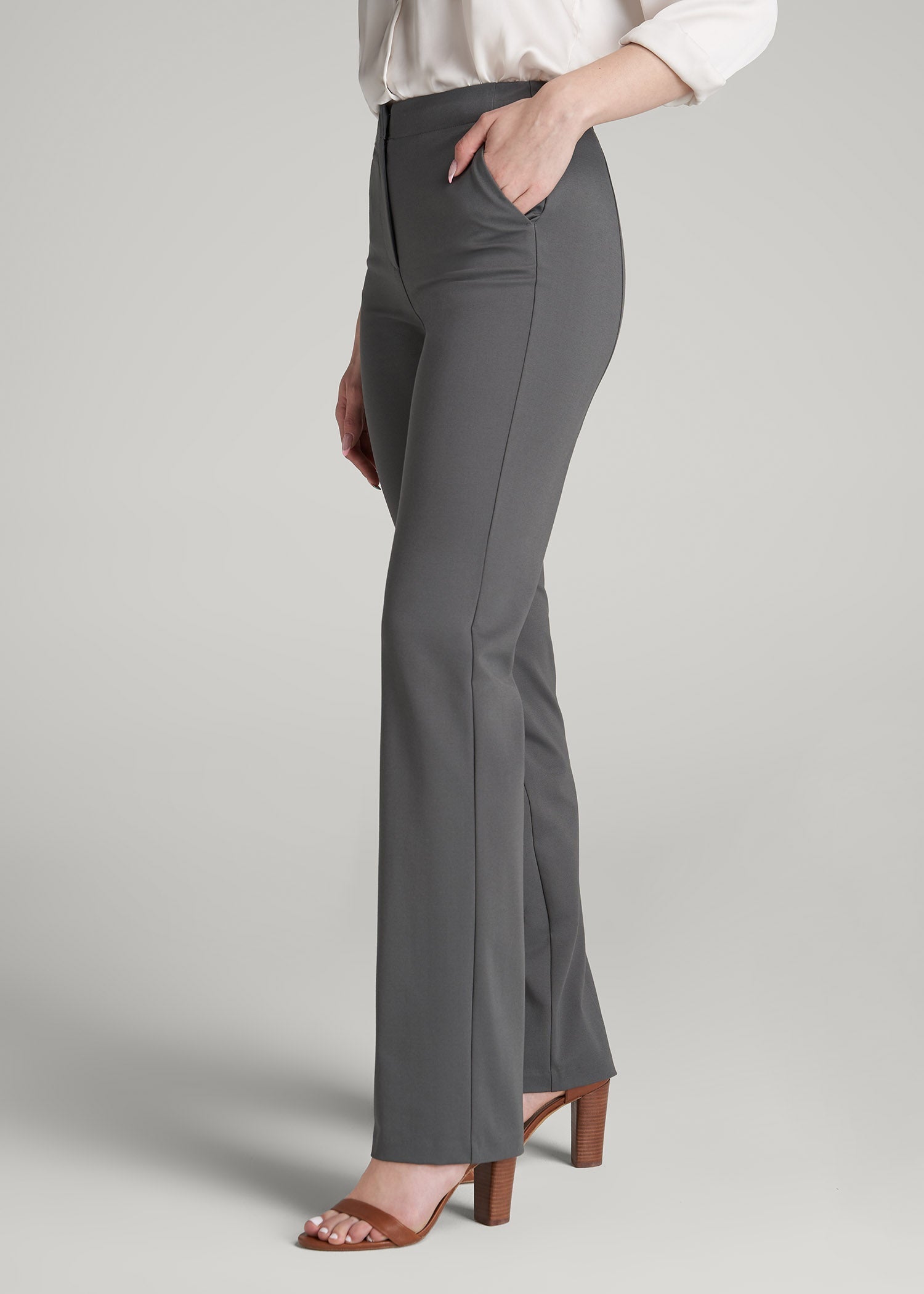 Freedom Flex Slim Straight Leg Dress Pants for Tall Women in Slate