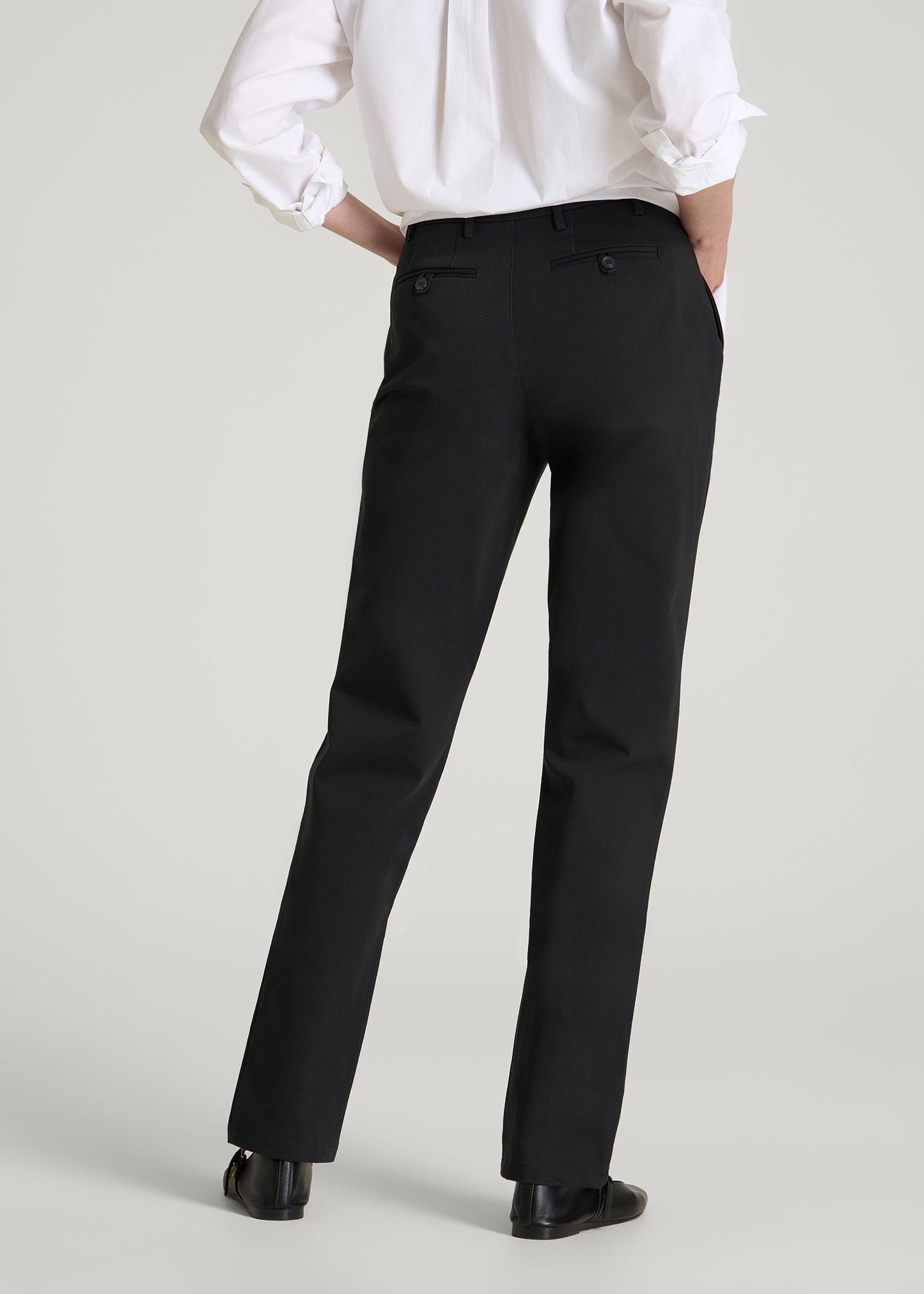 Stretch Commuter Tapered Fit Chino Pants for Tall Women in Black