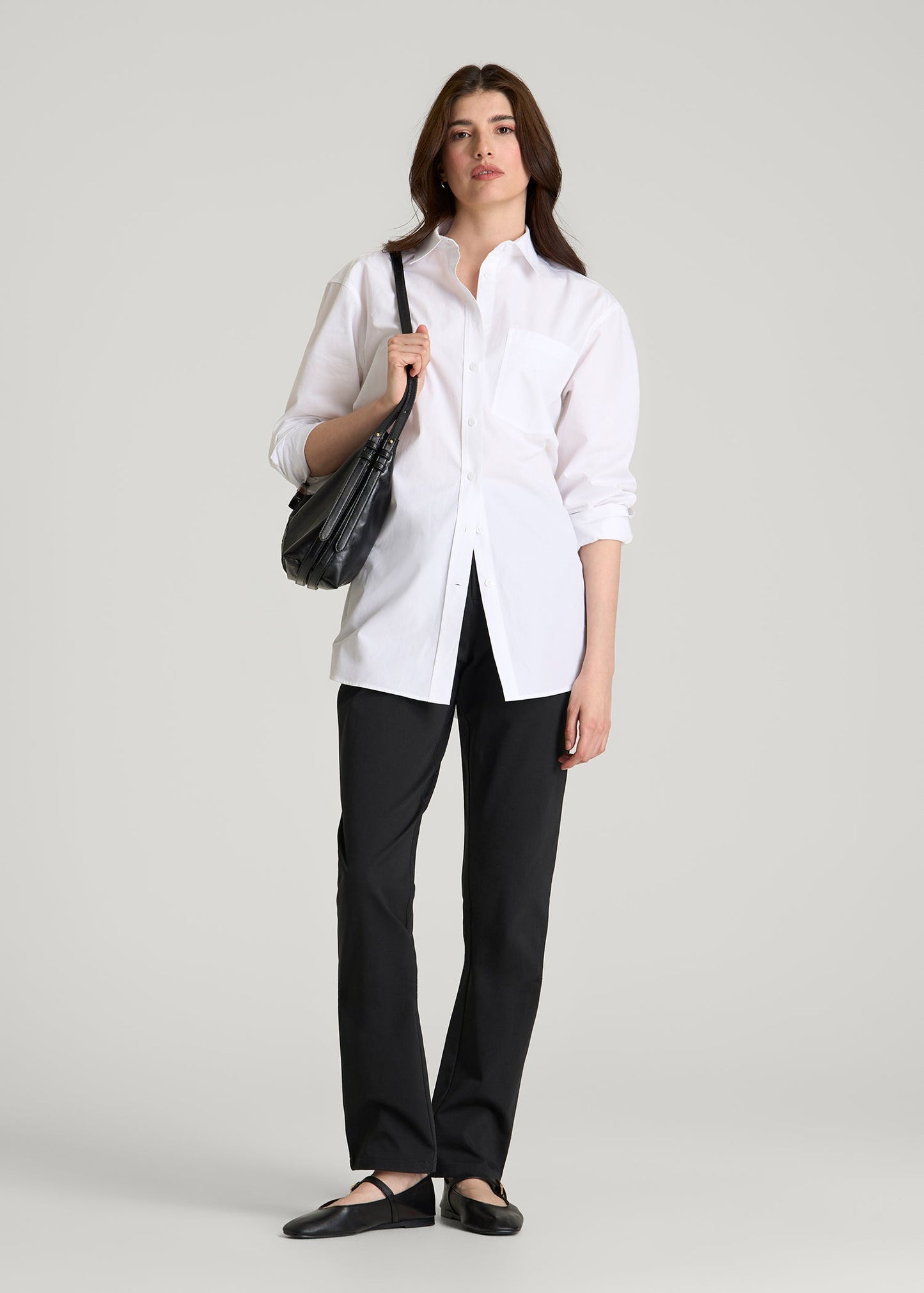 Stretch Commuter Tapered Fit Chino Pants for Tall Women in Black