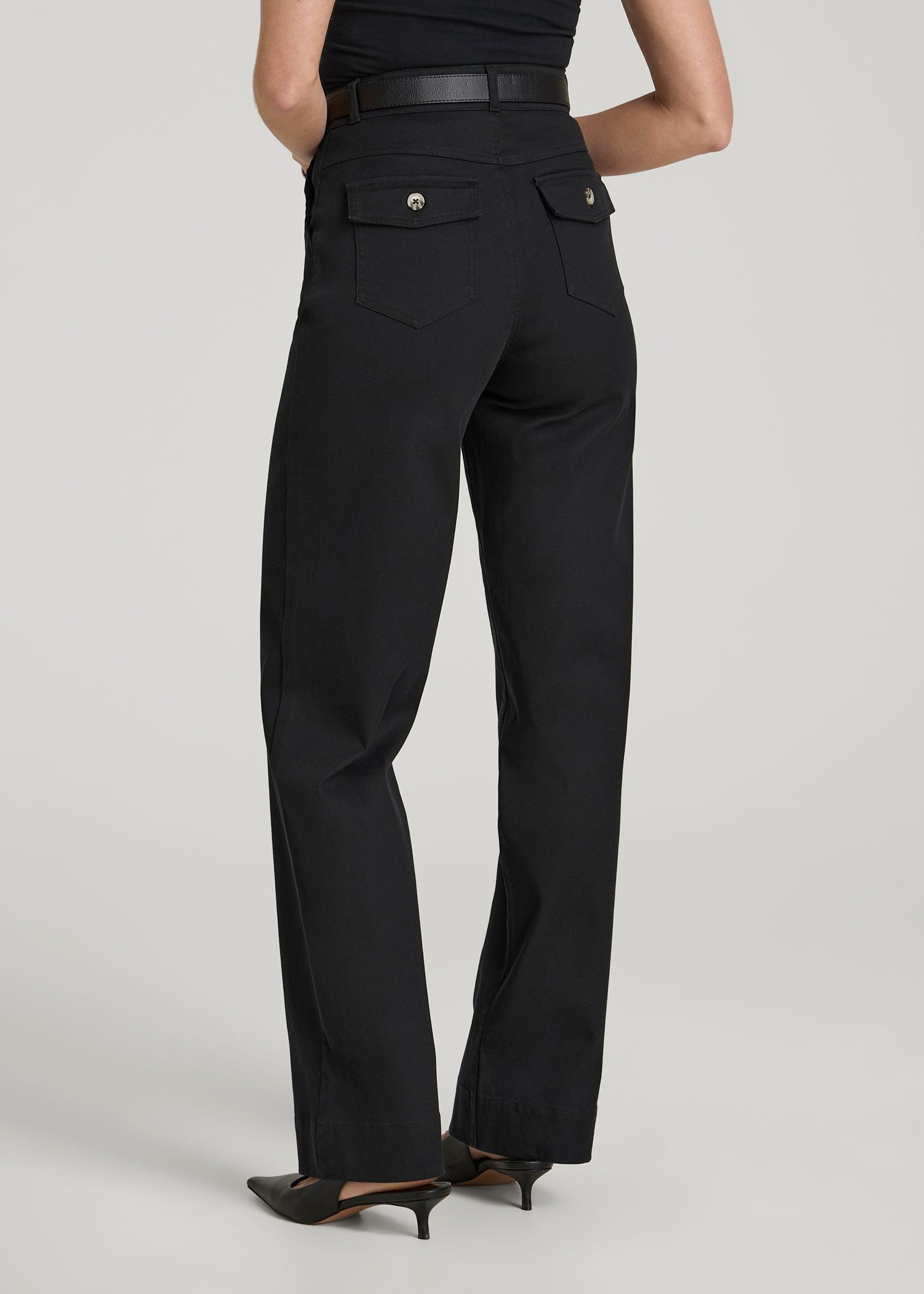 Stretch Twill Wide Leg Pant for Tall Women in Black