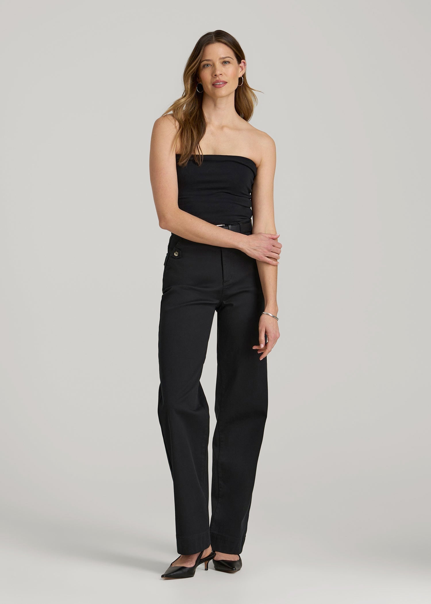 Stretch Twill Wide Leg Pant for Tall Women in Black
