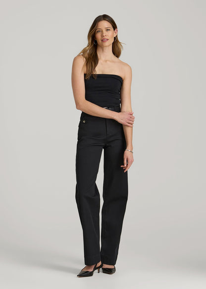 Stretch Twill Wide Leg Pant for Tall Women in Black