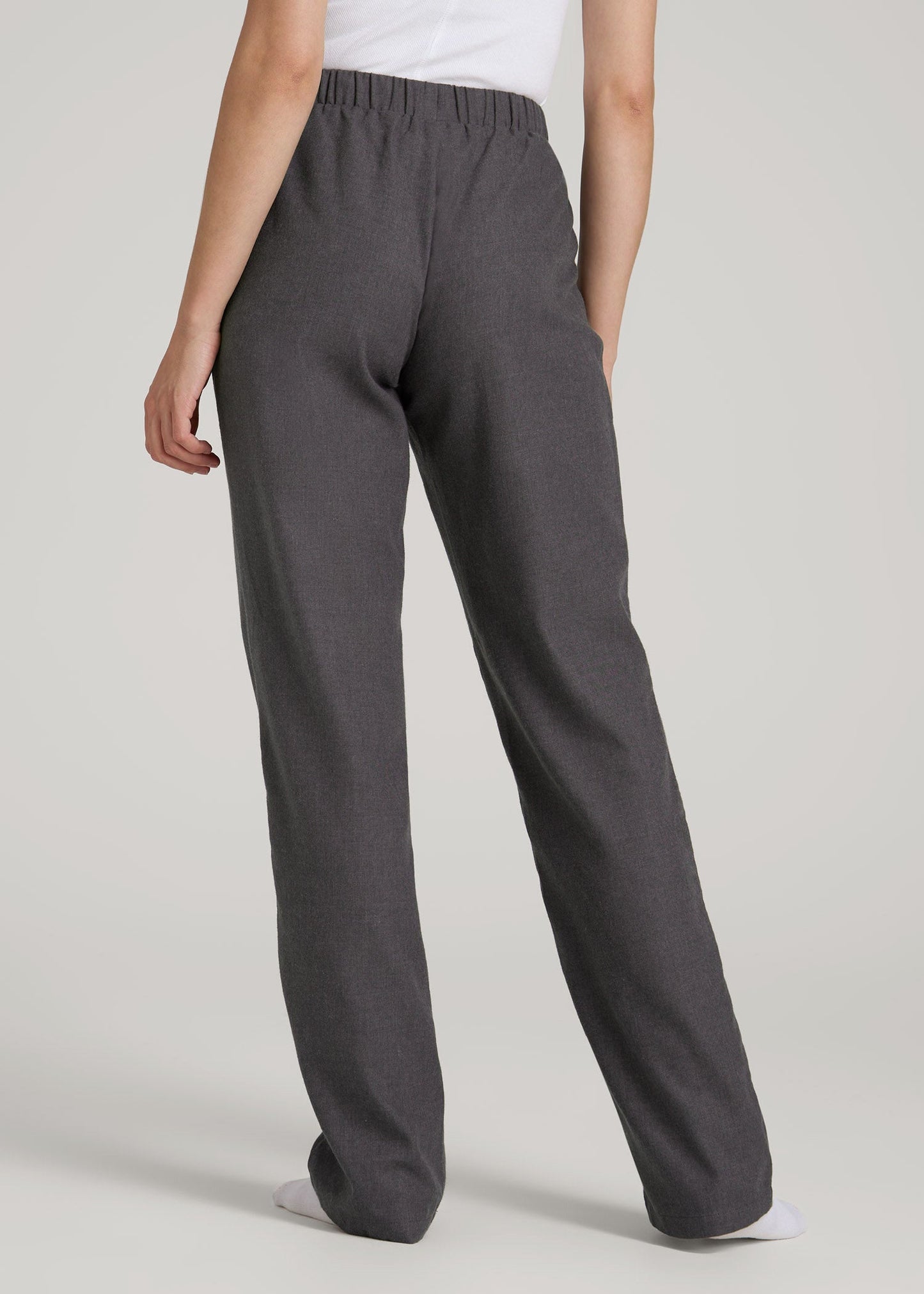 Open-Bottom Flannel Pajama Pants for Tall Women in Charcoal Flannel