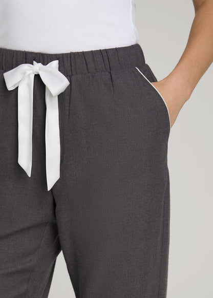 Open-Bottom Flannel Pajama Pants for Tall Women in Charcoal Flannel
