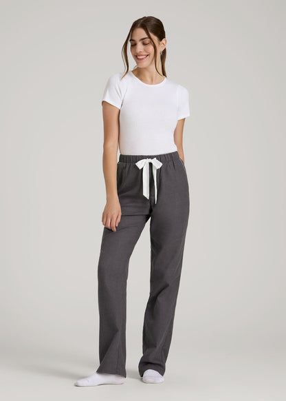 Open-Bottom Flannel Pajama Pants for Tall Women in Charcoal Flannel