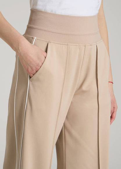 Track Pants with Piping for Tall Women in Clay