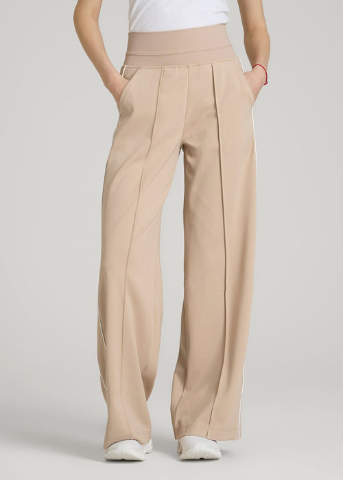 Track Pants with Piping for Tall Women in Clay