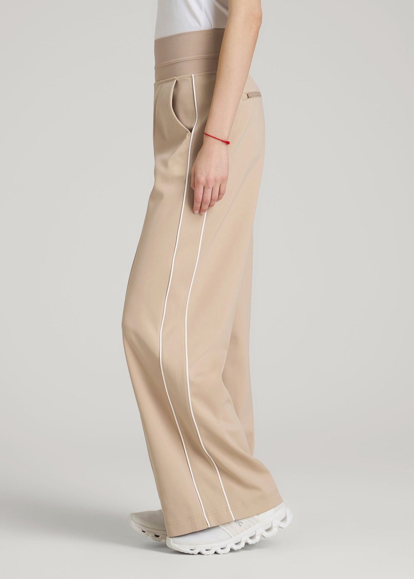 Track Pants with Piping for Tall Women in Clay