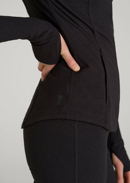 Ultra Soft Athletic Zip Up Jacket for Tall Women in Black Mix