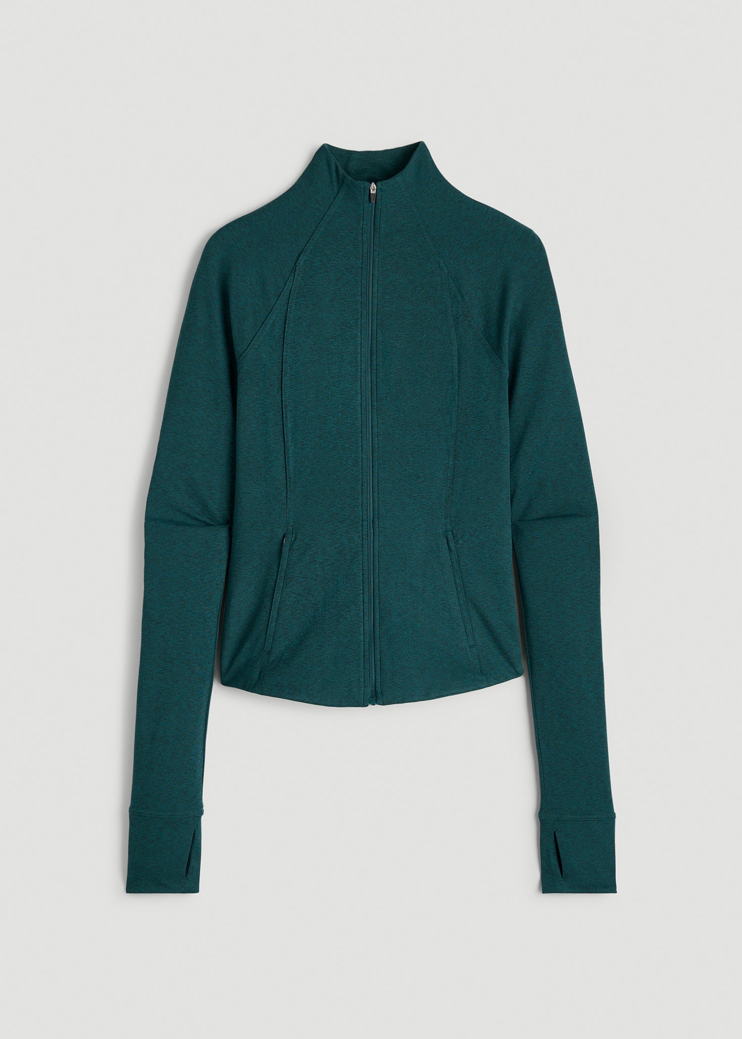 Ultra Soft Athletic Zip Up Jacket for Tall Women in Deep Teal Mix