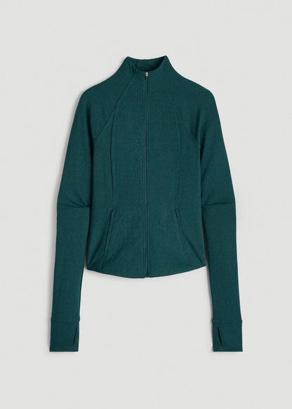 Ultra Soft Athletic Zip Up Jacket for Tall Women in Deep Teal Mix