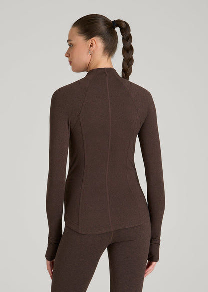 Ultra Soft Athletic Zip Up Jacket for Tall Women in Espresso Mix