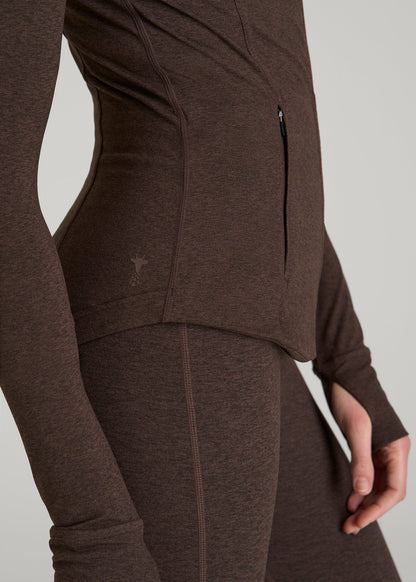 Ultra Soft Athletic Zip Up Jacket for Tall Women in Espresso Mix
