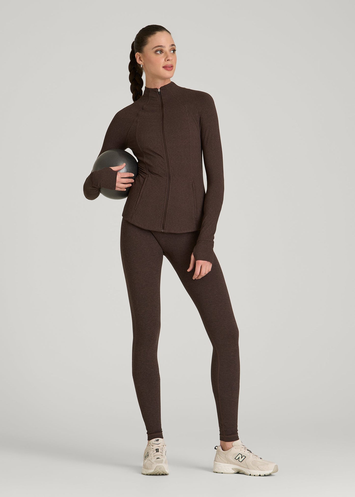 Ultra Soft Athletic Zip Up Jacket for Tall Women in Espresso Mix