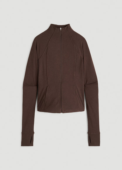 Ultra Soft Athletic Zip Up Jacket for Tall Women in Espresso Mix