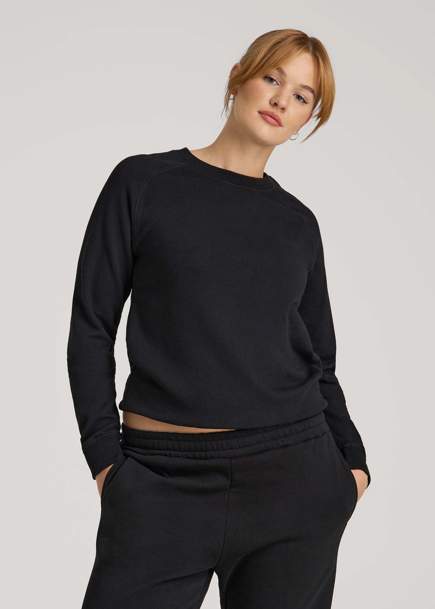 Wearever French Terry Crewneck Sweatshirt for Tall Women in Black