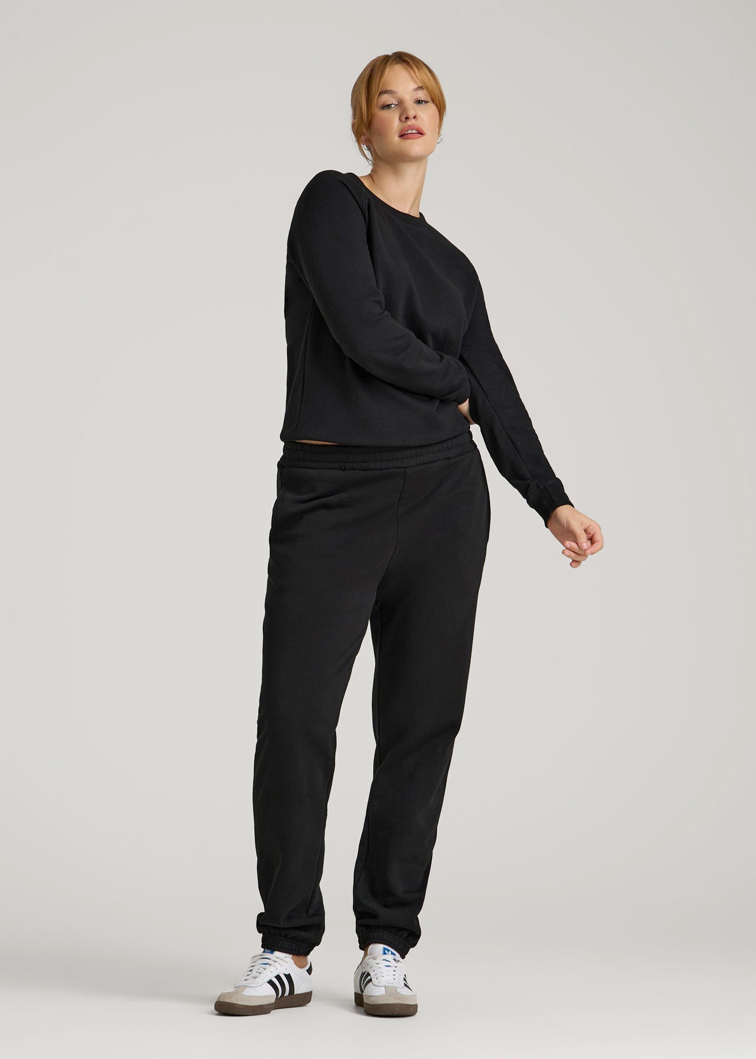 Wearever French Terry Crewneck Sweatshirt for Tall Women in Black