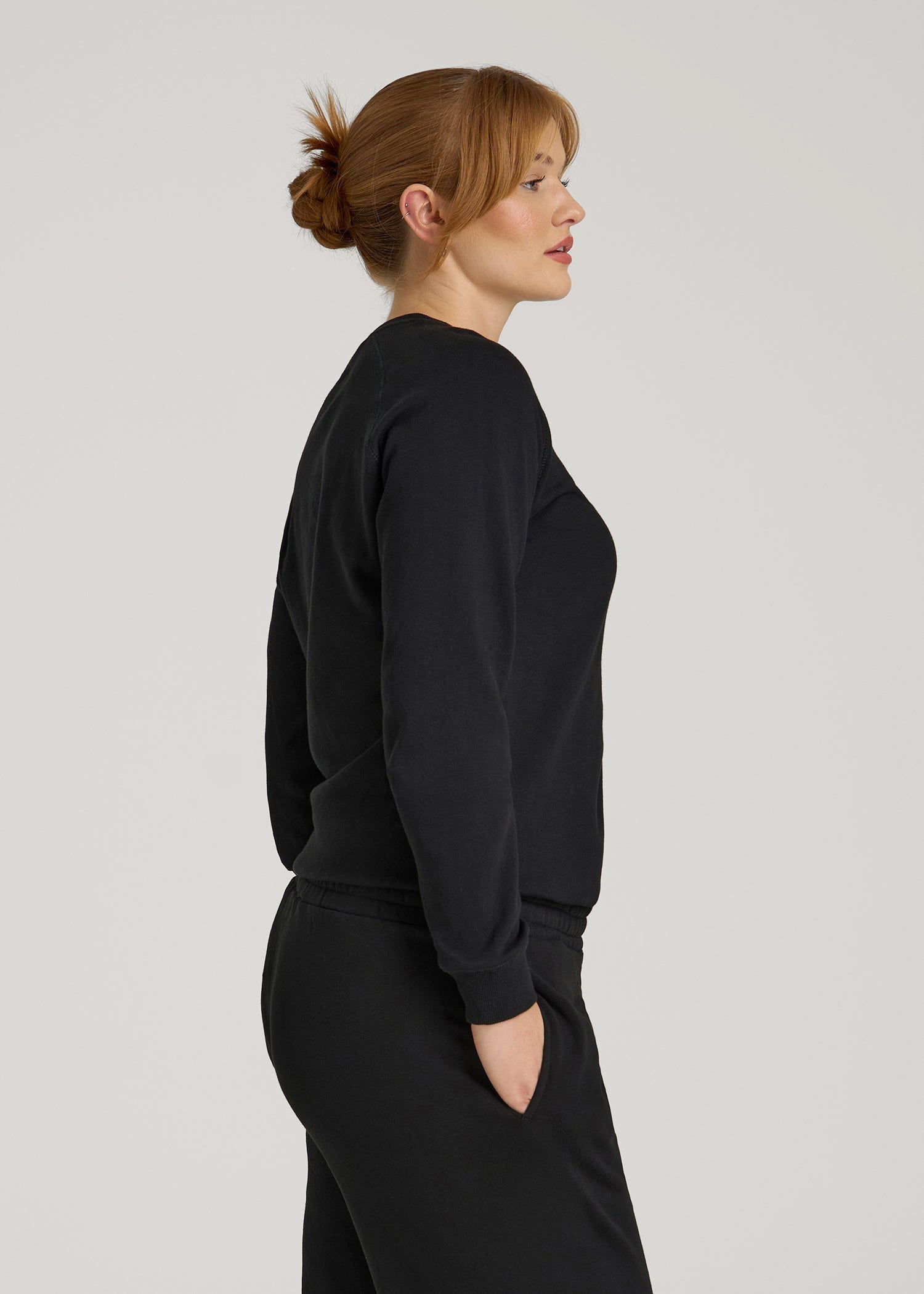 Wearever French Terry Crewneck Sweatshirt for Tall Women in Black