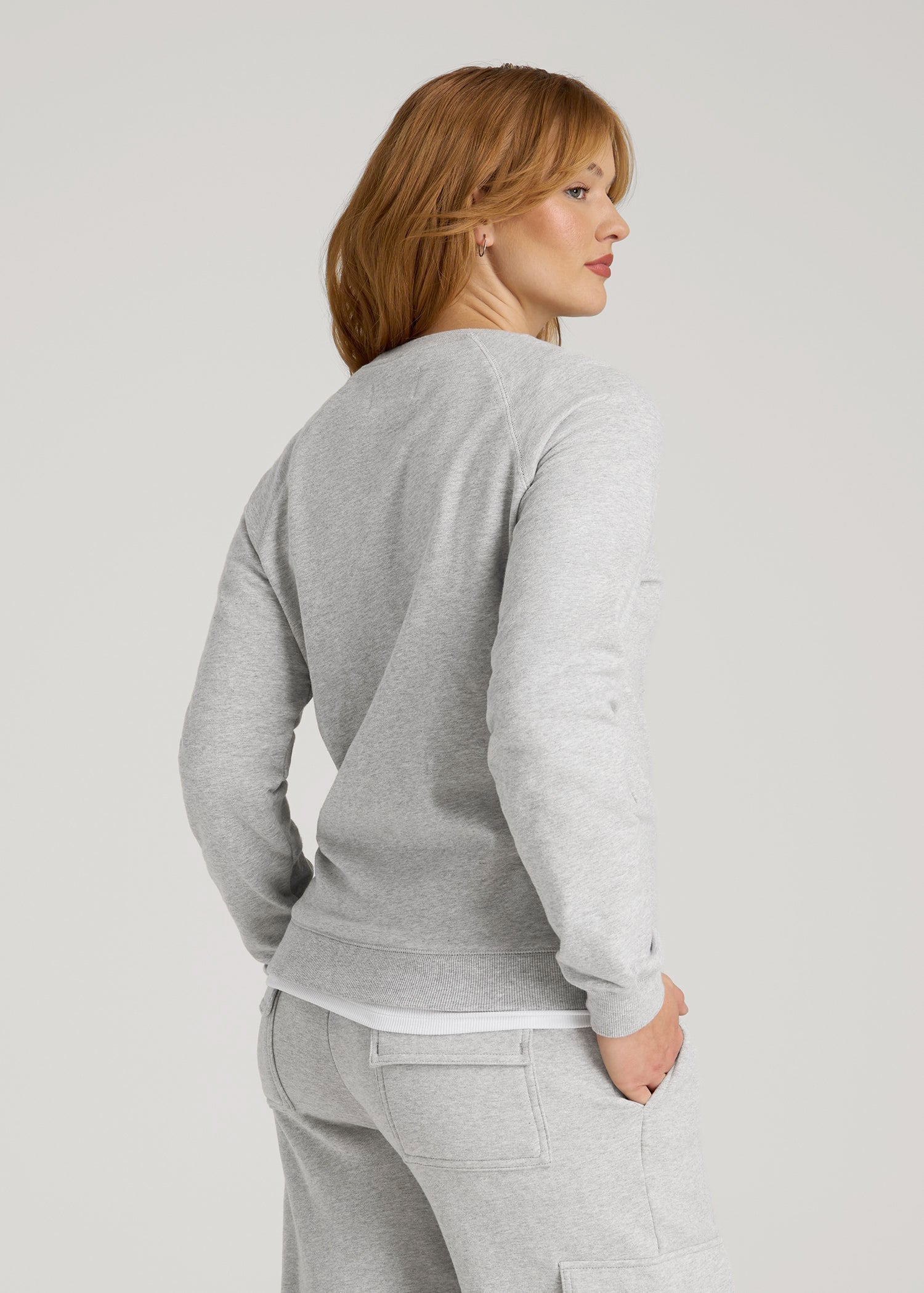 Wearever French Terry Crewneck Sweatshirt for Tall Women in Grey Mix