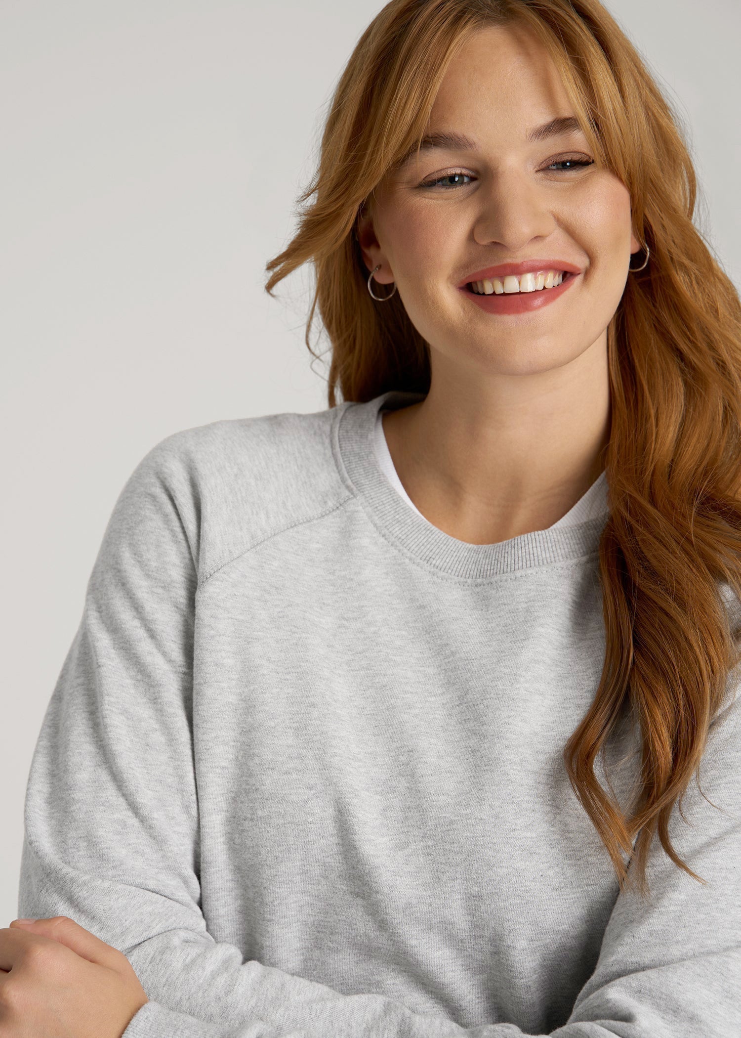 Wearever French Terry Crewneck Sweatshirt for Tall Women in Grey Mix