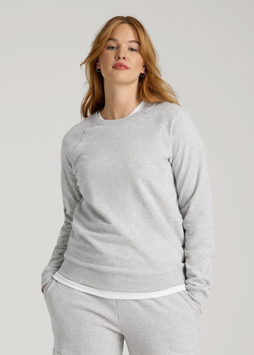 Wearever French Terry Crewneck Sweatshirt for Tall Women in Grey Mix
