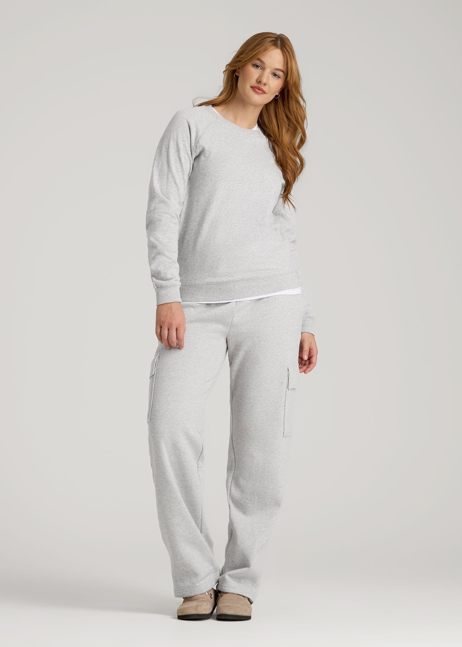 Wearever French Terry Crewneck Sweatshirt for Tall Women in Grey Mix