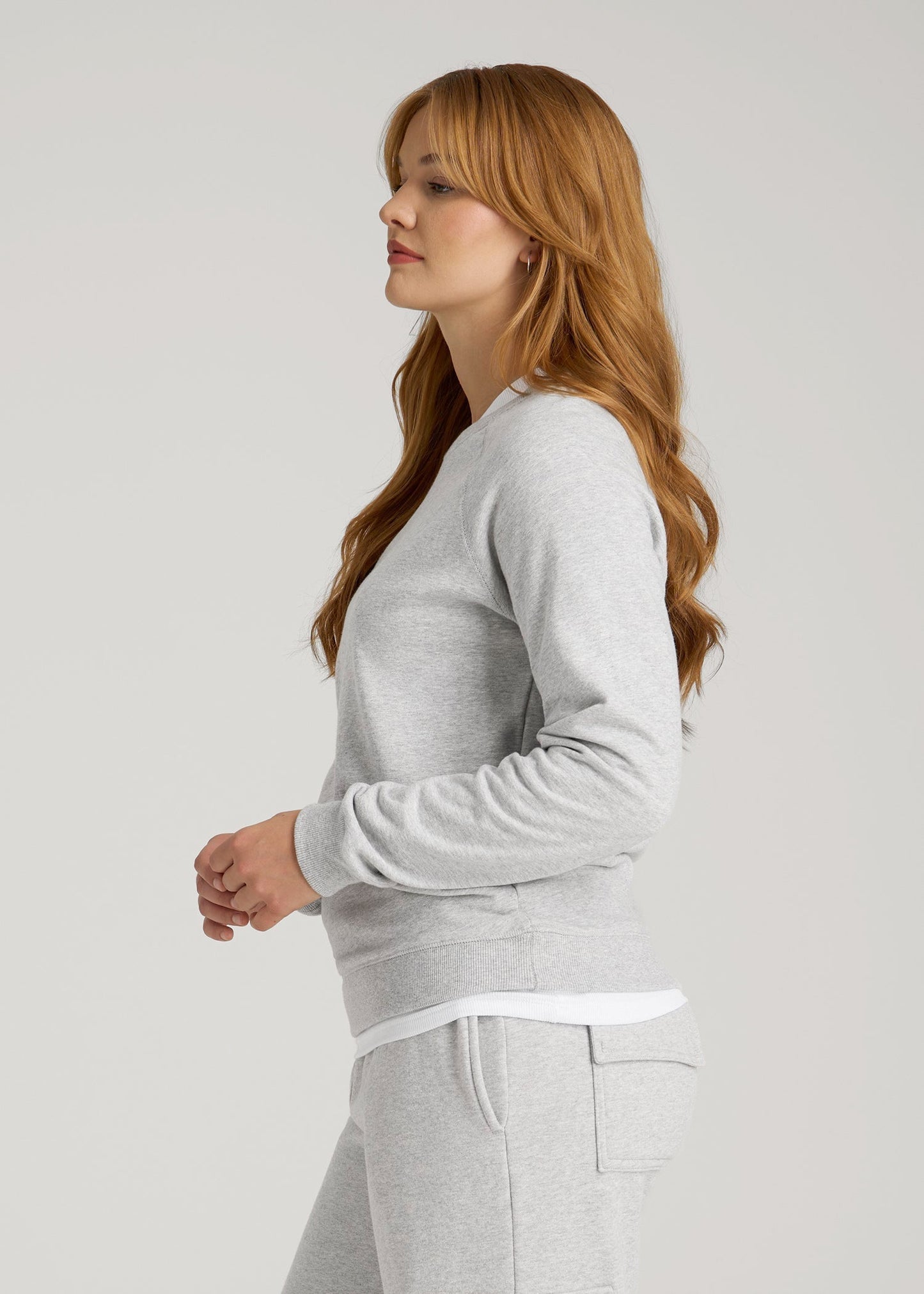 Wearever French Terry Crewneck Sweatshirt for Tall Women in Grey Mix