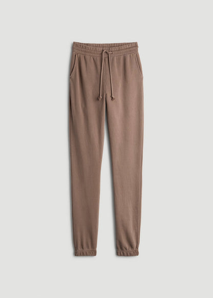 Wearever Fleece Slim Fit High-Waisted Garment Dye Sweatpants for Tall Women in Latte
