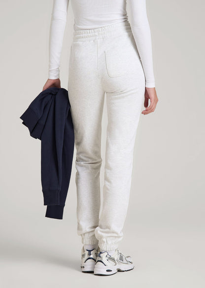 Wearever Fleece Slim Fit High-Waisted Garment Dye Sweatpants for Tall Women in Heather Cloud White
