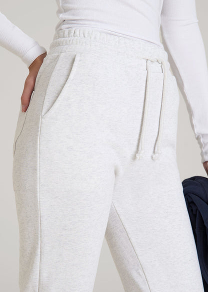 Wearever Fleece Slim Fit High-Waisted Garment Dye Sweatpants for Tall Women in Heather Cloud White