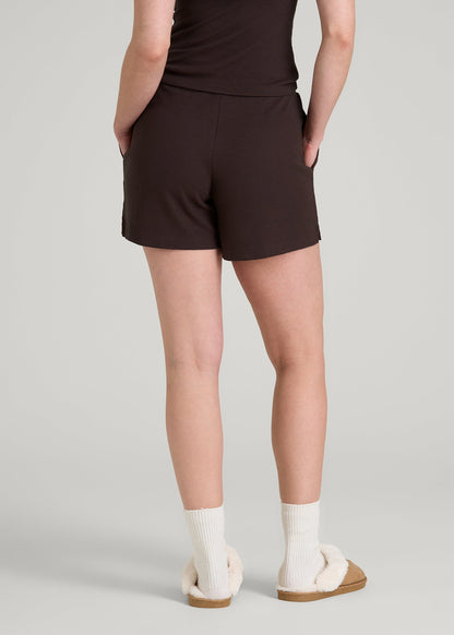 Waffle Sleep Shorts for Tall Women in Espresso