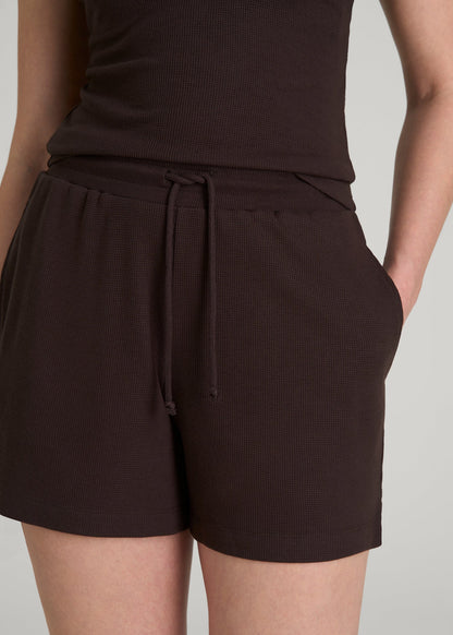 Waffle Sleep Shorts for Tall Women in Espresso