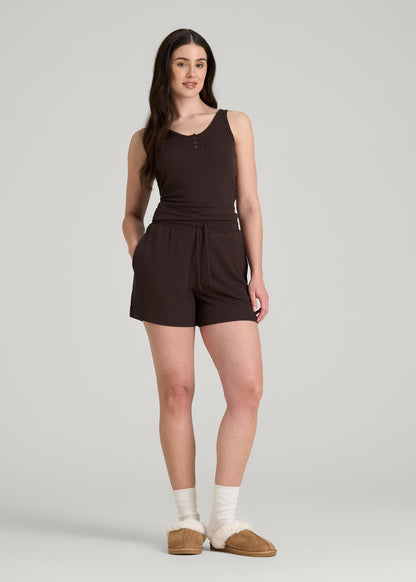 Waffle Sleep Shorts for Tall Women in Espresso
