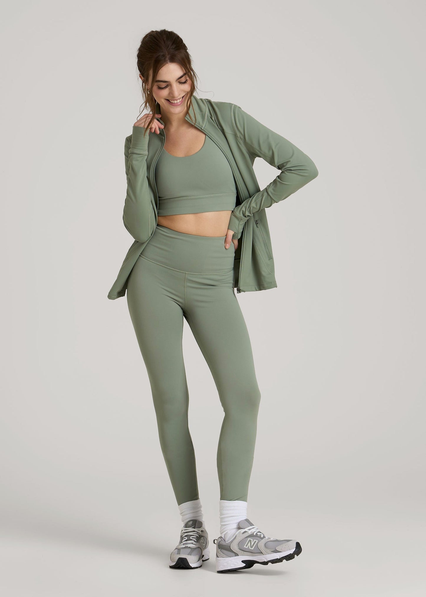 Women's Athletic Zip-Up Jacket for Tall Women in Dark Seagrass