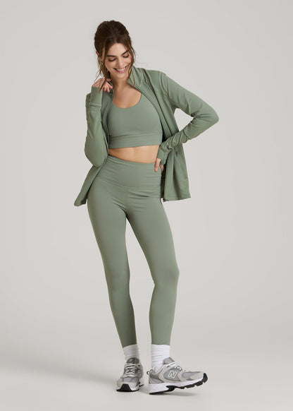 Women's Athletic Zip-Up Jacket for Tall Women in Dark Seagrass